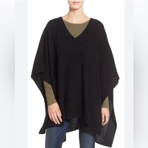 Halogen Cashmere V-Neck Poncho, OS, Minimalist Lagenlook Quiet Luxury Classic